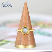 Lamoon natural africano labradorite pedra preciosa 925 anel de prata para mulher 14k banhado a ouro jóias finas anel coreano lmri122 2024 - compre barato