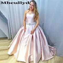 Elegant Sweetheart Pink Prom Dresses Long 2023 Charming Beading Crystal Evening Dress For Women Satin robe de soiree 2024 - buy cheap