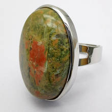 Unakite-Anillo de dedo con piedra ovalada, joyería para mujer, regalo, tamaño 8x104 2024 - compra barato