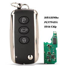 Jingyuqin 3 кнопки 315/433 МГц PCF7945A HITAG 2 46 чип дистанционный Автомобильный ключ для Bentley Continental GT Continental Flying 2024 - купить недорого