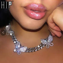 Hip Hop Iced Out Paved Rhinestones 1Set Full Miami Curb Butterfly Cuban Chain CZ Bling Rapper Necklace Bracelet For Men Jewelry 2024 - buy cheap