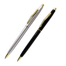 1 pçs caneta de metal haste de aço inoxidável rotativa esferográfica de metal caneta esferográfica comercial presente papelaria luxo cristal caneta 2024 - compre barato