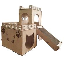 Rascador de madera para casa de gatos, caja rascadora plegable para mascotas 2024 - compra barato