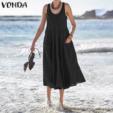 Beach Women Dress 2020 VONDA Summer Sexy Sleeveless Maxi Long Dress Bohemian Sundress Casual Loose Robe Plus Size Vestidos 2024 - buy cheap