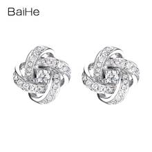 BAIHE Solid 14K White Gold About 0.20ct Natural Diamonds Wedding Gift Trendy Fine Jewelry Diamond Stud Earrings Women 2024 - buy cheap