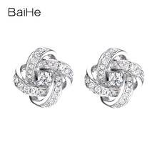 Baihe brincos de diamantes brancos 14k, joias finas de ouro natural e macios para casamento e noivado, brincos para fazer joias 2024 - compre barato