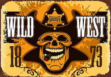 Wild West Sheriff Tin Sign art wall decoration,vintage aluminum retro metal sign 2024 - buy cheap