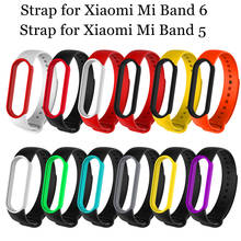 Correa de silicona para reloj inteligente Xiaomi Mi Band 6, correa de silicona suave Original, de dos colores, deportiva, Mi band 5 2024 - compra barato