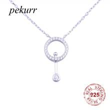 Pekurr 925 Sterling Silver Round Circle Ring & Drop Strip Necklaces For Women Long Chain Collar Pendants Fashion Jewelry Gifts 2024 - buy cheap