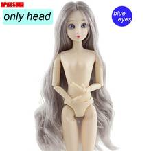 Long Grey Pink Hair Doll Heads For 1/6 BJD Blue Eyes Doll Head for 11.5" Dolls Accessories DollHouse Kids & Baby DIY Toys 2024 - buy cheap