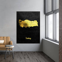 Mapa de ouro arte turquia lona poster decoração para casa pintura sem moldura 2024 - compre barato