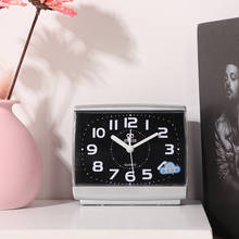 Relógio quadrado pequeno da agulha de quartzo despertador preto/branco plástico número relógio temporizador não-tick silencioso andando para o curso da cabeceira do escritório 2024 - compre barato