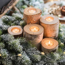 1Pcs Creative Wooden Bark Candlestick Round Candle Holder Cactus Succulent Planter Flower Pot Rustic table Decor Home Decoration 2024 - buy cheap
