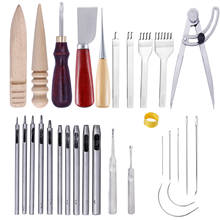 Kit de ferramentas manual de couro, 29 tamanhos de fio, awl, dedal encerado, para costura manual, estampagem, faça você mesmo, conjunto de ferramentas 2024 - compre barato