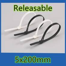 50pcs 5*200mm Releasable nylon cable ties may loose slipknot tie reusable packaging Plastic Zip Tie wrap Strap 2024 - buy cheap