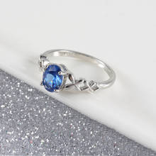 Fashion Blue Cubic Zirconia Ring Lady Engagement Jewelry Valentine's Day Gift For Girlfriend Women Intersecting Hollow Girl Ring 2024 - buy cheap