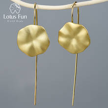 Женские серьги-подвески Lotus Fun из серебра 925 пробы с золотыми листьями лотоса, 18 К 2024 - купить недорого