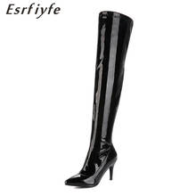 ESRFIYFE-Botas por encima de la rodilla para mujer, zapatos de tacón alto con cremallera y punta estrecha, Sexy, 30-48 talla grande, invierno, 2021 2024 - compra barato