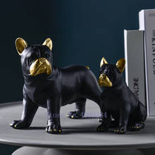 CREATIVE NORDIC RESIN SIMULATED ANIMAL GOLD FRENCH BULLDOG CRAFTS ORNAMENTS MODERN HOME BLACK DECORATION ACCESSORIES FIGURINE 2024 - buy cheap