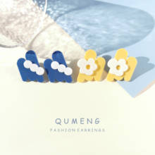 QUMENG-pendientes acrílicos para mujer, aretes con diseño geométrico colorido, grafiti Irregular, estilo coreano, 2020 2024 - compra barato