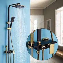 Conjunto de chuveiro luxuoso moderno, branco e dourado, cascata, chuveiro, ducha, torneira, banheira, preto 2024 - compre barato