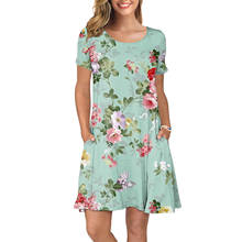 Summer Dress Boho Beach Tunic Short Sundress Women Floral Dress Casual Pockets Short Sleeve Print Dresses Sexy Loose Vestidos 2024 - buy cheap