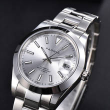 Parnis relógio masculino automático, mostrador de prata 39.5mm, pulseira de aço inoxidável prateado, relógio de pulso mecânico para homens, erkek kol saati 2021 2024 - compre barato