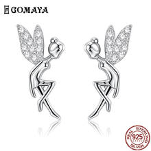 Gomaya-brincos de prata esterlina 925 real, brincos para mulheres, anjo da fada, brilhante, bijuteria de luxo 2024 - compre barato