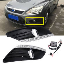 Lâmpada led diurna para ford focus, 2 peças, luz de circulação automática, para ford focus 2 mk2 2009 2010 2011 2012 2013 2014, função de escurecimento automático, 12v, lâmpada drl 2024 - compre barato