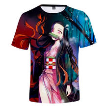 Camiseta estampa de hip hop fantasma, camiseta masculina e feminina de manga curta, moda 3d, demon slayer, outono verão 2024 - compre barato
