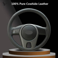 Capa de volante de couro genuíno preto costurado à mão para kia forte kia soul kia rio 2009 2010 2011 2024 - compre barato