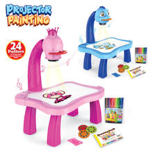 Mesa de pintura para crianças, mesa de natal com projetor de led para crianças, brinquedos de mesa para desenho, artesanato e projeção de arte educacional 2024 - compre barato