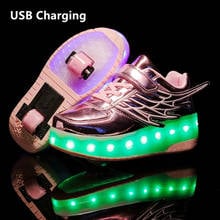 2020 New USB charge LED Colorful Children Kids Fashion Sneakers with Two Wheels Roller Skate Shoes Boys Girls Shoes 2024 - buy cheap