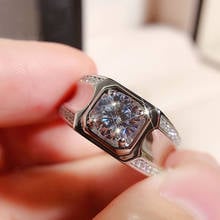 Чистое 18k белое золото кольцо для мужчин Центр 1ct карат D Цвет Moissanite обручальное мужское t обручальное кольцо для мужчин 2024 - купить недорого