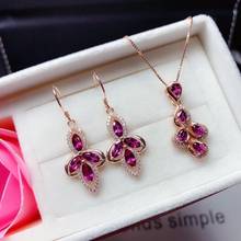beautiful garnet hook earrings and necklace jewelry set  for women  real 925 silver natural gem girl birthday gift square gem 2024 - buy cheap