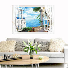 Screen Window 3D Wall Stickers San Tonia Mediterranean Scenic Wall Painting Wall Pictures For Living Room Nordic Style Posters 2024 - buy cheap