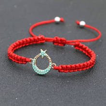 Pulsera de cuerda roja hecha a mano para mujer, brazalete con forma de luna y Estrella, chacra, regalo de joyería 2024 - compra barato