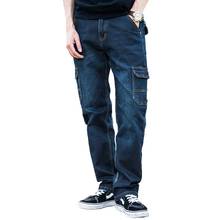 Trendy Cargo Jeans Men Casual Denim Pants Cotton Straight Trousers Loose Baggy Black  Jeans Plus Size Man Clothing 2024 - buy cheap