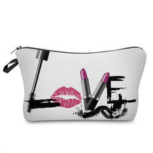 Bolsa organizadora de cosméticos para niñas, bolso de maquillaje con estampado de labios rojos, bolsa de almacenamiento de viaje, portátil, a la moda 2024 - compra barato