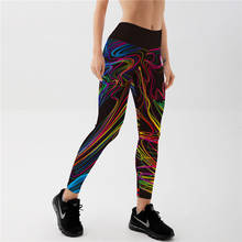 Calças femininas com desenhos 3d, calça de cintura alta para mulheres com pintura colorida 2024 - compre barato