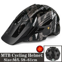 Batfox capacete de ciclismo camuflado, capacete de bicicleta com luz integrada, mtb, unissex, ultraleve, equipamento de segurança esportivo 2024 - compre barato