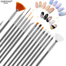 15Pcs Set Nail Art Painting Drawing Design Flower DIY Liner Pen Brush Fan Flat Tips Manicure Tools UV Gel Tool 2024 - buy cheap