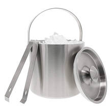 UPORS Portable Double Wall Ice Bucket 1.3L Stainless Steel Ice Bucket with Tong and Lid Bar Chilling Beer Champagne Wine Bucket 2024 - buy cheap