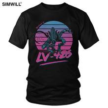 Clássico neon xenomorph t camisa de manga curta algodão synthwave estrangeiro aliança camiseta casual verão t filme topo fã presente vestuário 2024 - compre barato