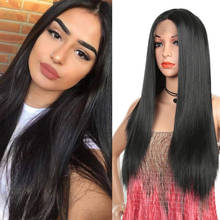Long Straight Synthetic Lace Wig For Women Middle Parting Hand Tied High Temperature Fiber Hair Alibaby 2024 - buy cheap