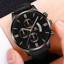 Men Watch Fashion Faux Chronograph Calendar Quartz Luxury Leather Wrist Watches Business Casual Watch For Man Clock Dropshipping 2024 - buy cheap