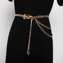 CETIRI-Cinturón de cadena de cadera de Metal para mujer, cinturón elegante con flecos dorados y plateados, cadena de cintura, cinturones para ropa 2024 - compra barato