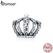 bamoer 925 Sterling Silver Retro Charm for Original Bracelet & Bangle Vintage Royal Crown Charms DIY Bracelet Accessories BSC378 2024 - buy cheap