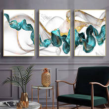 Auto-adesivo adesivos de parede abstrato ouro clássico luxo cartaz azul fita imagem da parede decoração para casa arte da parede para sala de estar decoração 2024 - compre barato