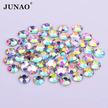 JUNAO 2 4 6 8 10 12 18 20mm redondo Diamante de imitación de cristales AB Flatback piedras de acrílico pegamento claro Strass cristales para manualidades DIY 2024 - compra barato